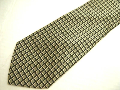 Corbata para hombre Carlos Devenzia marrón verde geométrica brillante seda 60" Foto 1 de 4
