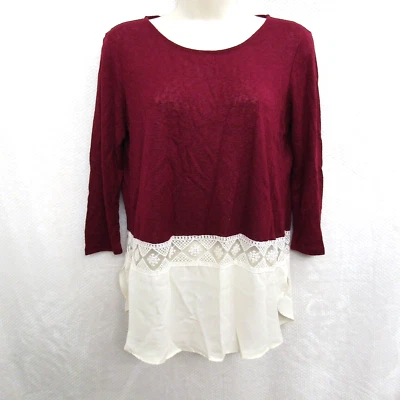 Charming Charlie Womens Top Shirt Blouse Medium Red Haft Sleeve Flowy Pullover - Image 1 of 4