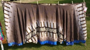 Darn Good Yarn Women's Sari Wrap Skirt Ankle Length Goddess Blue Brown - Picture 1 of 5