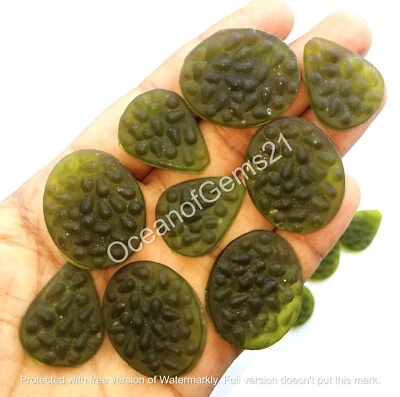 100 Carat Man-made Moldavite Glass Stone Cabochon Lot, 3-5 Piece, Loose Gemstone - Image 1 of 4