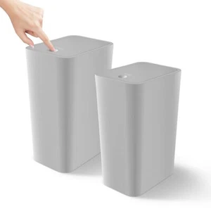 Bathroom Trash Can with Lid Small Garbage Can with Press Top Lid Plastic Wast... - Picture 1 of 6