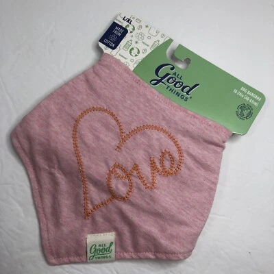 Pink Love Heart Dog Bandana 100% Cotton All Good Things - Image 1 of 4