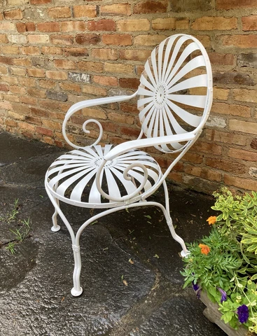 Vintage Francois Carre Garden Chair in Satin White Cover