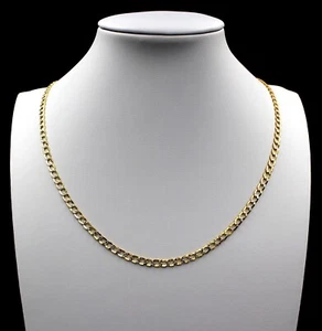 10K Yellow Gold 2.5mm Diamond Cut Pave Curb Cuban Chain Necklace Mens Womens 22" - Picture 1 of 8