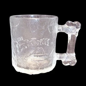 Taza de vidrio esmerilado McDonald's 1993 vintage picapiedra "RocMcDonald" mango de hueso - Imagen 1 de 4