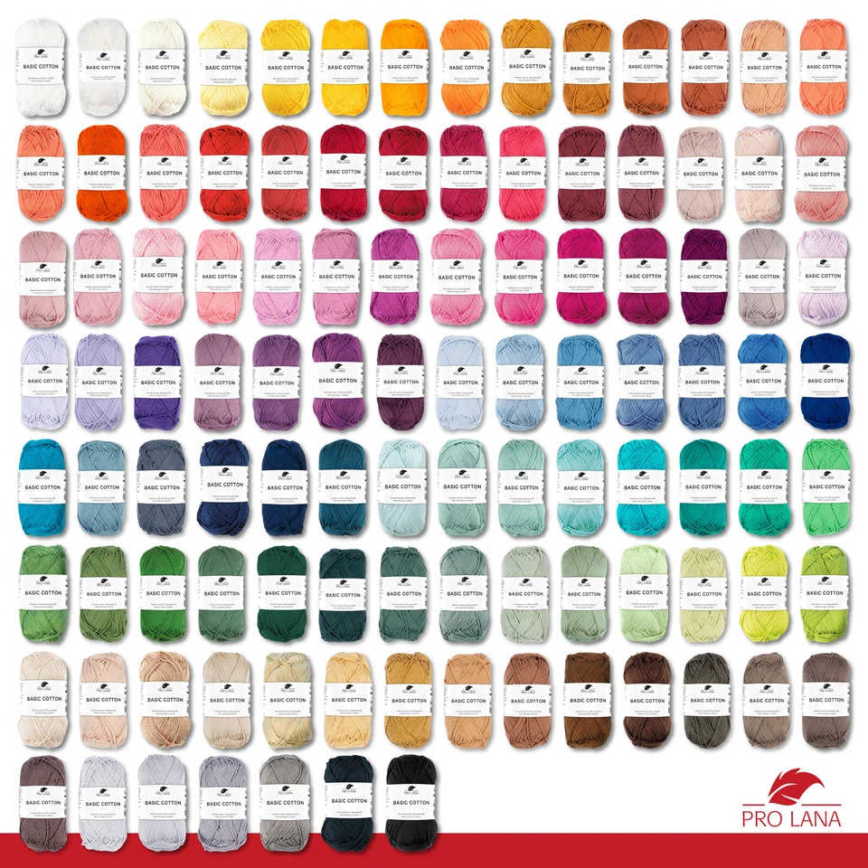 Pro Lana 50 g Basic Cotton Baumwolle Stricken Häkeln Wolle Basic-Garn 105 Farben - Bild 1 von 1