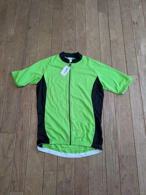 Men's 100% Polyester Lime Green And Black Short Sleeve Bike Jersey Size Medium - Image 1 of 4