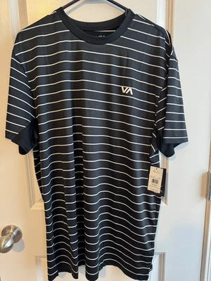 RVCA Men's Sweep Black Stripe Crew T-Shirt XL New - Image 1 of 4