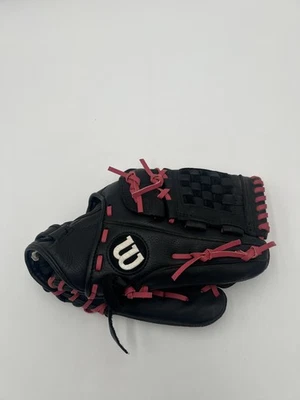 Guante de béisbol y softbol Wilson Tempest negro rosa cordones canasta tejido tela cuero Foto 1 de 4