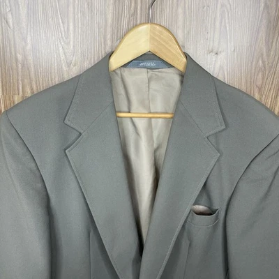Chaqueta Blazer Haggar Para Hombre 44L Verde Oliva Sólida Hecha en EE. UU. Botones Dorados Foto 1 de 4