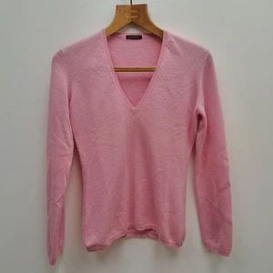 Ballantyne Pink Cashmere V-neck Long Sleeve Jumper - Picture 1 of 6