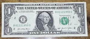 2021 $1 BIRTHDAY NOTE Banknote January 12 1950 - Fancy Serial - B 01 12 1950 D - Picture 1 of 3