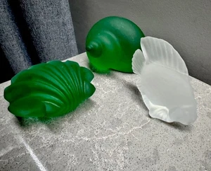 Vintage Set Of 3 Murano Glass Figurines Sea Series Paper Weights Desk Decor - Picture 1 of 13