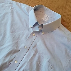 Brooks Brothers Herren Bügelfreies Hemd mit Knopfleiste 18 36 Blau Langarm Hahnentritt - Bild 1 von 8