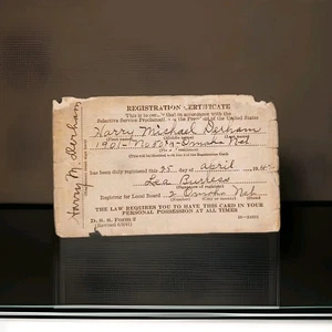 Draft Registration Card WWI 4-25-46 Harry Michael Derham Omaha NE - Picture 1 of 1