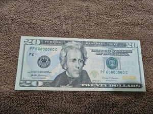 Billete binario o radar número de serie de lujo 2017 un billete de 20 dólares 60800060 - Imagen 1 de 6