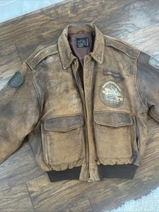 Chaqueta de Cuero Avirex 30-1415 Tipo A-2 De Colección USAF Talla Lg Parche Tigres Voladores - Imagen 1 de 13