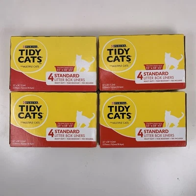 (4) Forros de caja de arena Purina Tidy Cats resistentes al desgarro 4 cajas, 4 unidades cada una nueva Foto 1 de 4
