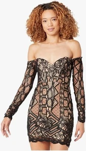 NEW! Bardot Zendaya Mini Lace Dress in Black Size XS As Seen On REVOLVE $179 - Picture 1 of 15