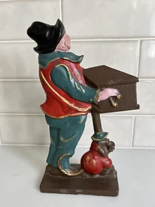 Antiker Orgelschleifer Affe Gusseisen Figur Türstopper Deko Kunst Statue - Bild 1 von 5