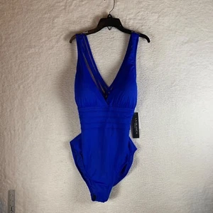 La Blanca Women's Multi-Strap Cross-Back Blue One Piece Swimsuit Size 16 NWT - Picture 1 of 12