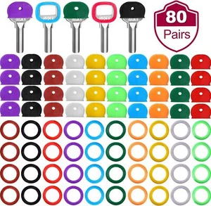 Blulu 80 Pieces Colored Key Covers Caps Tags Covers Set Plastic Key Color Identi - Picture 1 of 7