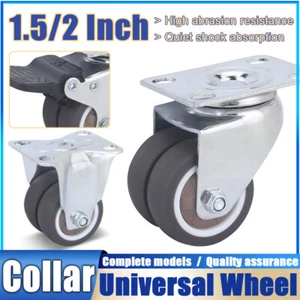 1.5/2 in TPR Universal Wheel Furniture Castors Two-Wheels For Industrial Trolley - Picture 1 of 14