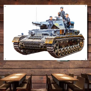 WW II Germany Panzer IV Medium Tank Military Art Banner Wall Decor Painting Flag - Picture 1 of 6