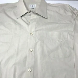 Linea Uomo size 17 1/2 32-33 button front long sleeve dress shirt tan in color - Picture 1 of 5