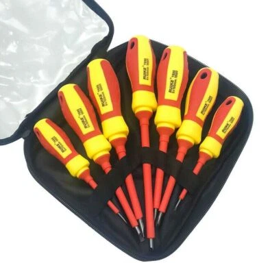 KIT SET 7 CACCIAVITI CACCIAVITE A CROCE E TAGLIO MAGNETICI CON MANICO ISOLANTE - Immagine 1 di 3