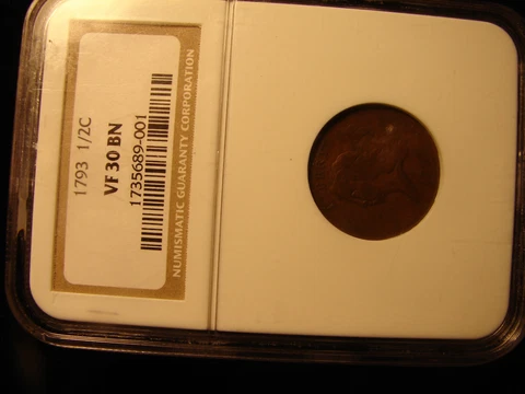 1793 LIBERTY CAP 1/2 NGC VF 30 BN, as pictured Cover