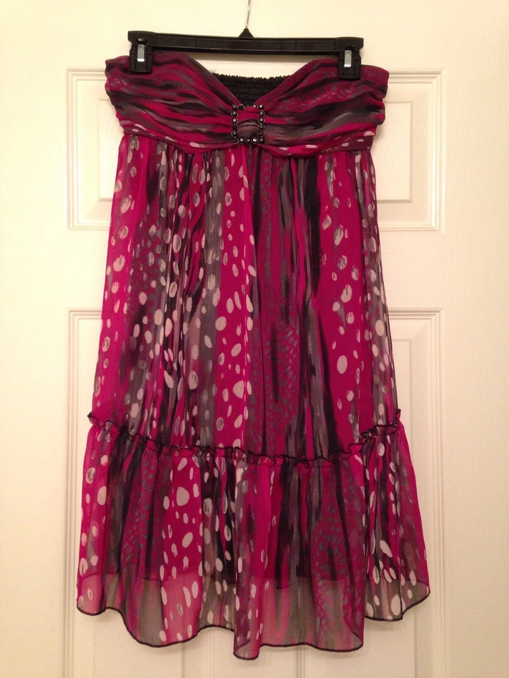 Vestido de cóctel formal Guess Sweetheart sin tirantes Bustier lunares graduación Foto 1 de 3