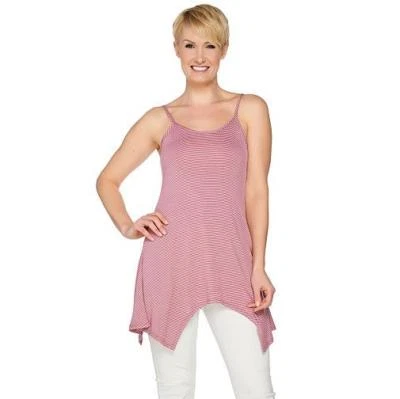 LOGO Capas por Lori Goldstein L Rosa Sherbet Camisola a Rayas con Dobladillo Asimétrico Foto 1 de 3