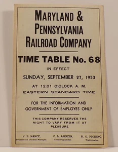 Maryland & Pennsylvania Railroad Company Mitarbeiter Zeittafel Nr. 68, 1953 - Bild 1 von 2