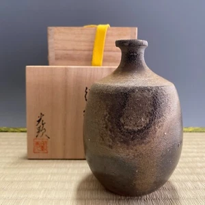 Koken Hibata • Bizen Ware : A273 Japanese Pottery Tokkuri Sake Bottle Vase - Picture 1 of 15