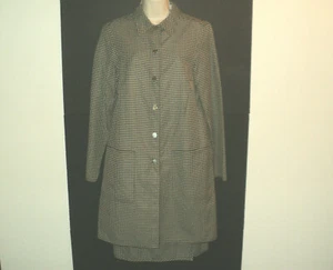 Traje de abrigo y falda envolvente Worth talla 10 a cuadros marrón y crema hasta la rodilla - Imagen 1 de 11