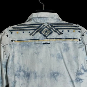 Austin Season Western Cowboy Shirt Sz XL Mens Embroidered Biker Military Vibe - Picture 1 of 13