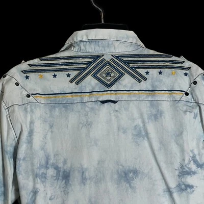 Austin Season Western Cowboy Shirt Sz XL Mens Embroidered Biker Military Vibe - Image 1 of 4