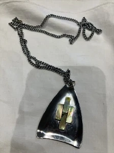 Vintage Peak Stainless Steel & Abalone Shell Necklace - Picture 1 of 3