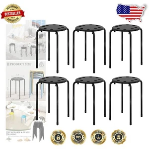 Durable Set of 6 Colorful Stools - 17.7-Inch Standard Height, No Assembly Needed - Picture 1 of 10