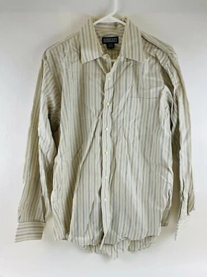 Land's End Shirt Men's Size 16-34 Blue Tan Striped Pocket Button Up Long Sleeve - Image 1 of 4