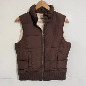 Aeropostale Girls Puffer Jacket Vest Size M Brown Full Zip Windbreaker Pockets - Picture 1 of 6