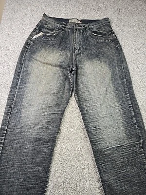 Pantalones de mezclilla Indigo 30 para hombre 36x34 azul desgastado bordado bolsillo pierna recta Foto 1 de 4