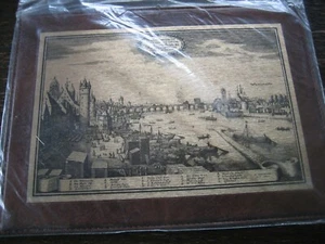 historische Stadtansicht Frankfurt am Main Messingbild Messinggravur gold - Picture 1 of 3
