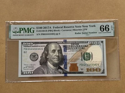 100 Dollar 2017 Serial Super Radar 64444446 PMG-66 SUPER GEM UNC_LDP Shop. - Image 1 of 2
