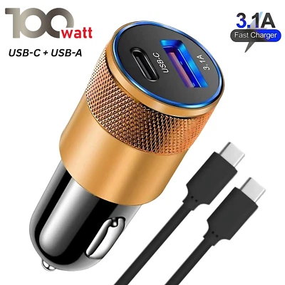 Fast Car Charger 2 USB Port For Iphone Samsung Cigarette Lighter Socket Adapter - Image 1 of 4