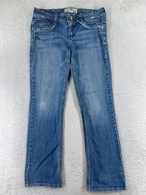 Женские джинсы Jolt Pants 11 Blue Denim Bootcut Хлопковая смесь Украшенные Искусственно состаренные - Изображение 1 из 4