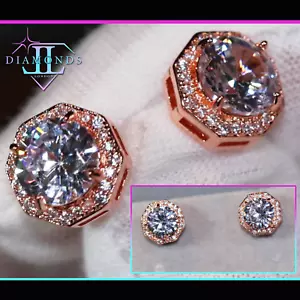 Herren Iced Out Ohrstecker, Rosegold Diamant Ohrstecker, Damen Diamant Ohrstecker - Bild 1 von 7