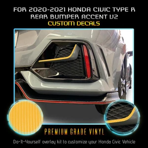 For 2020+ Civic Type R Rear Bumper Accent Graphic Decal Matte Carbon Fiber Vinyl - Picture 1 of 15