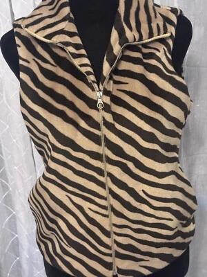 Chaleco estampado cebra United Colors of Benetton sin mangas pequeño con cremallera frontal Foto 1 de 4